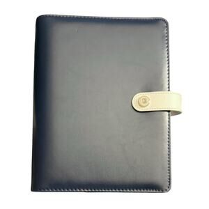 The Paper Studio Agenda 52 Navy Blue White Planner 6 Ring 7.5" x 5.5" w/Calendar